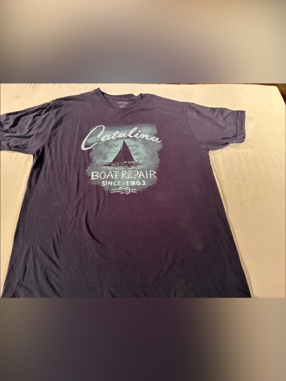 Nautica Navy Blue Graphic 'Boat Repair' Short-Sleeve Tee